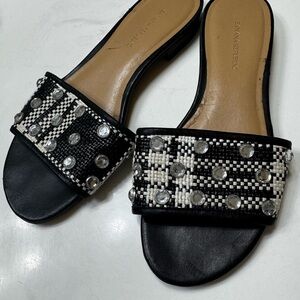 Black and White Women's Slide Sandals